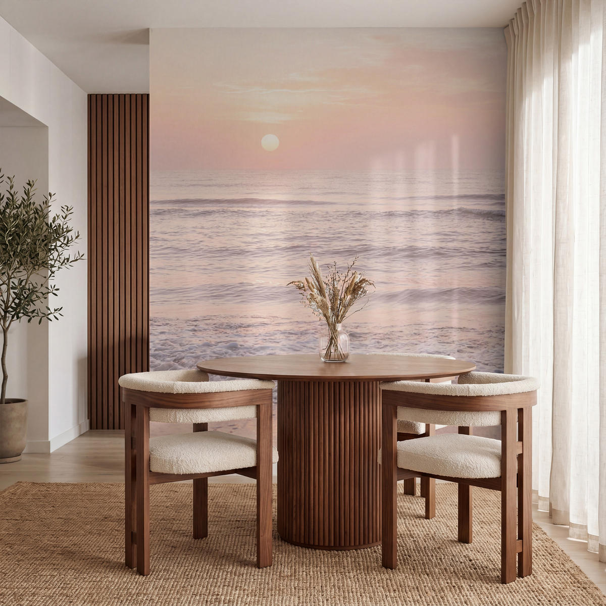 TAPETE - Sonne - Strand - Rosa - 240x280 cm - Hellrosa, Papier (240/280cm) - OnlyWow