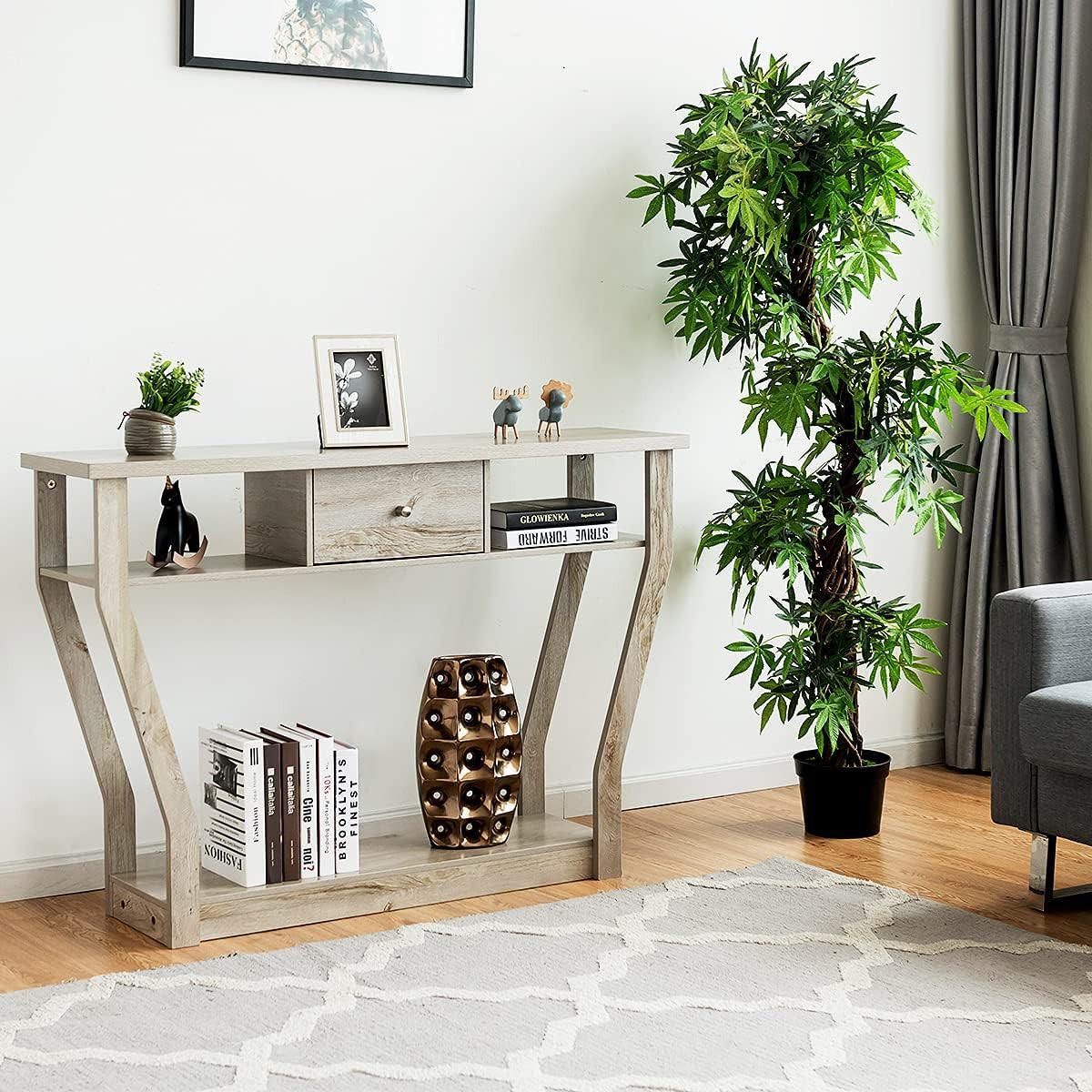 FLURTISCH 81cm Grau - Grau, Holz (120/30/81cm) - COSTWAY