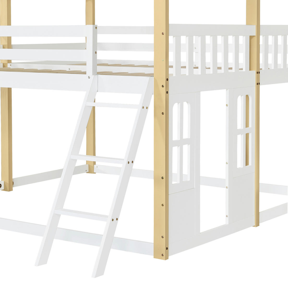 HOCHBETT 90/200 cm Weiß + Naturholz - Weiß/Naturfarben, Holz