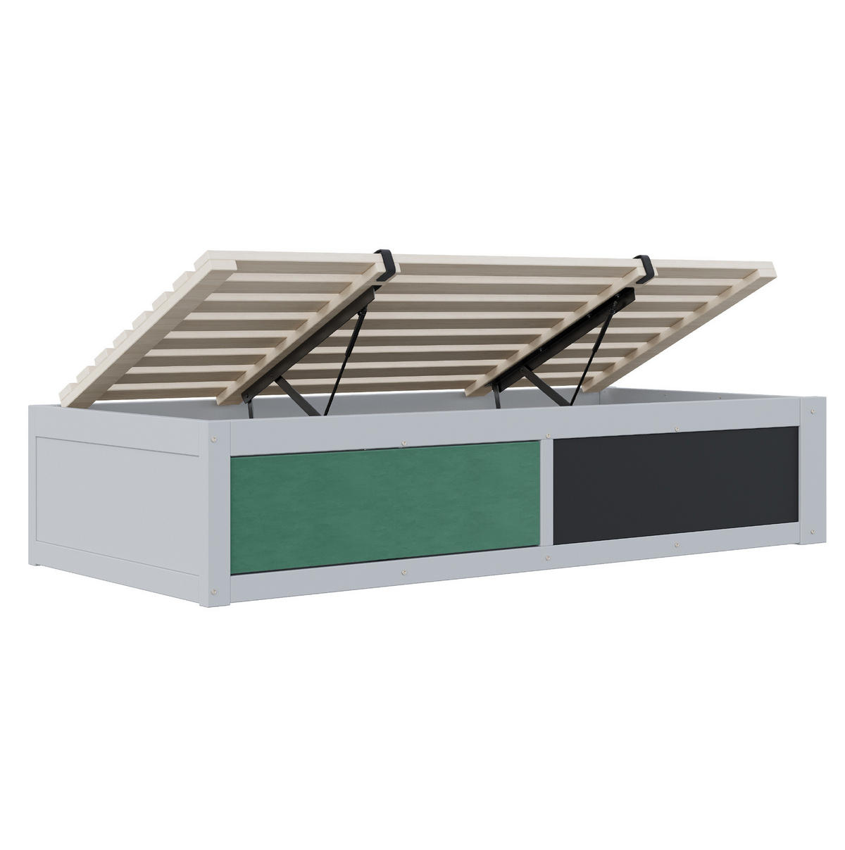KINDERBETT mit hydraulischem Stauraum 90x200 cm Holz Grau - Grau, Holzwerkstoff (90/200cm) - Beauniv