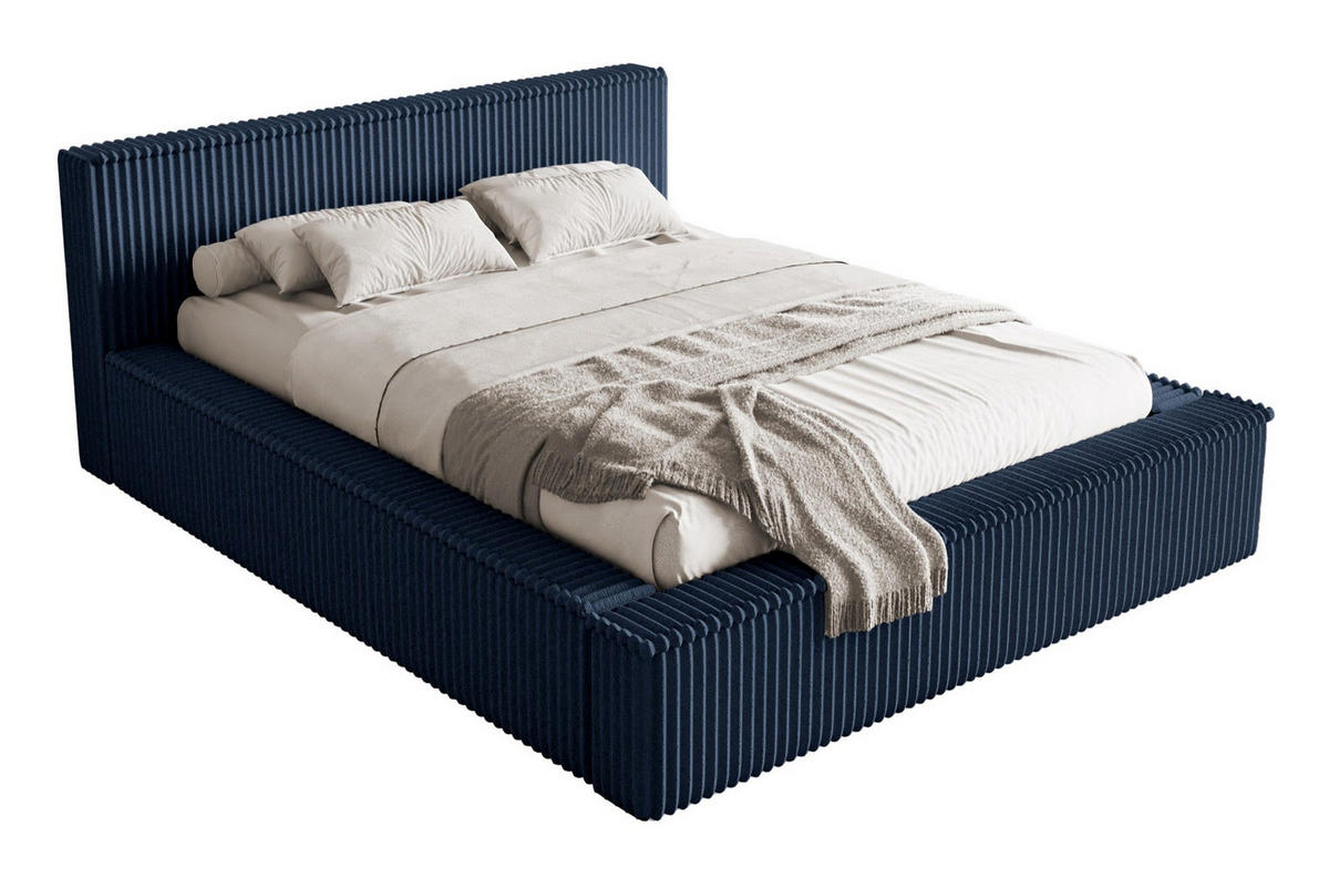 POLSTERBETT AFFOLIO Dunkelblau 180x200 cm - Schwarz/Dunkelblau, Holz/Textil (180/200cm) - Selsey