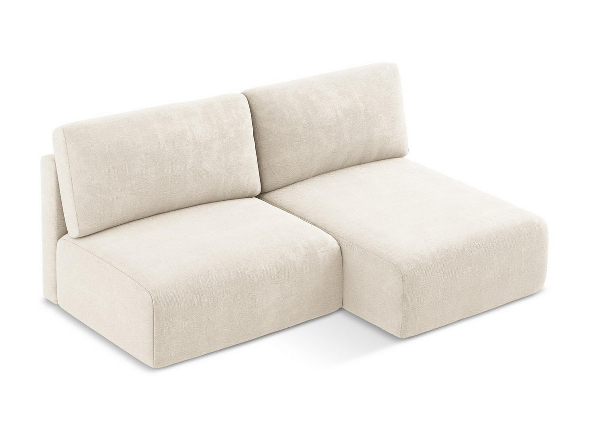 ECKSOFA mit Schlaffunktion rechts Chenille Stoff Beige - Beige/Creme, Kunststoff/Textil (210/149cm) - Makamii