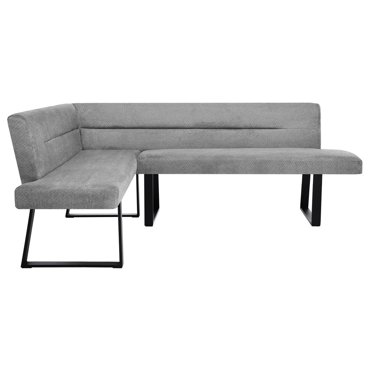 ECKBANK Cresto 212x173 cm, mit Metallbeinen, Egon-Stoff, Hellgrau - Hellgrau/Schwarz, Metall (212/173cm) - Beautysofa