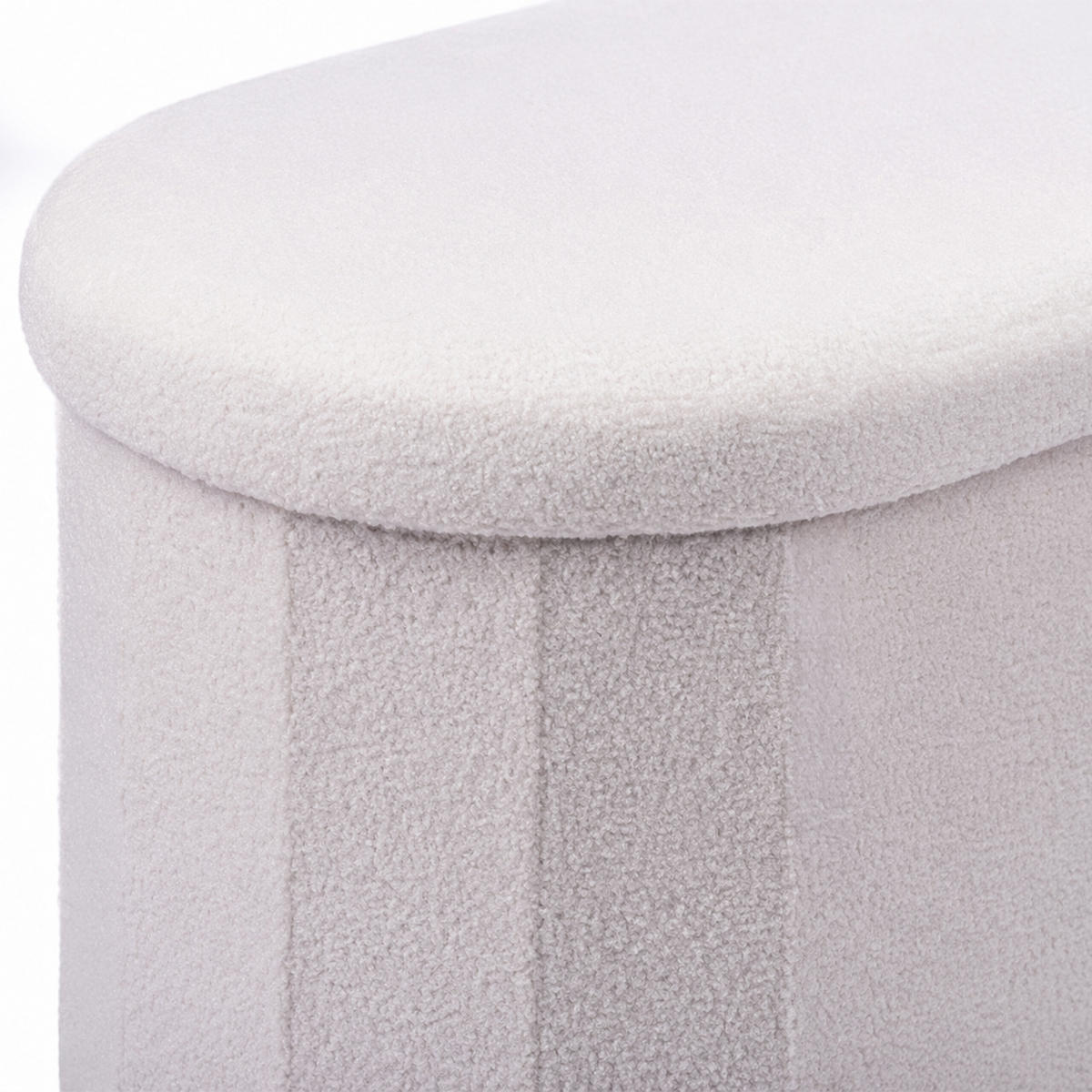 LAVICE Bílá s úložným prostorem teddy čalounění 76 cm - bílá, kompozitní dřevo/textil (76/38/38cm) - Relaxdays