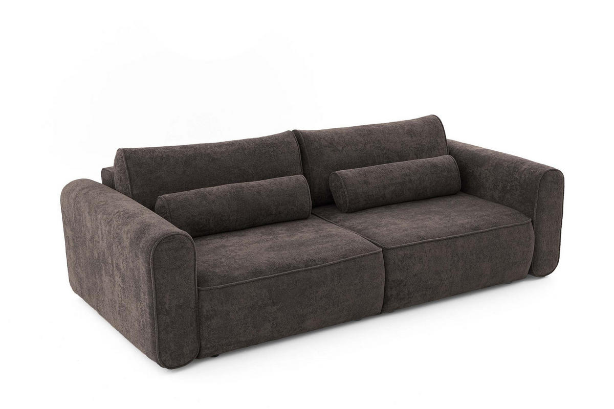 ECKSOFA MOTION mit Schlaffunktion 130x200 Webstoff Braun - Schwarz/Braun, Holz/Textil (250/120cm) - Muffo