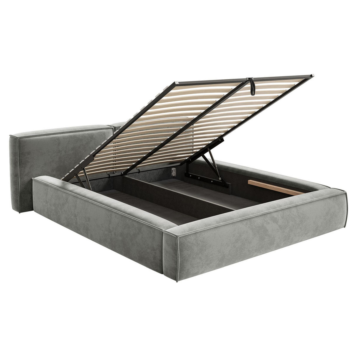 POLSTERBETT Tilves Low Grau 140x200 cm - Schwarz/Grau, Kunststoff/Textil (140/200cm) - Selsey
