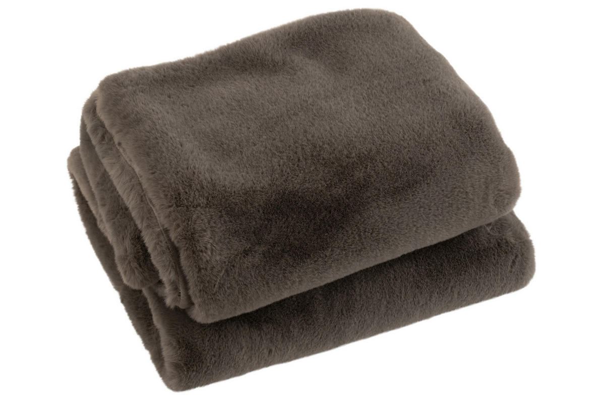 PLAID CUTIE - Plüsch - Dunkelgrau - 180/130/3 cm - Grau, Textil (130/180cm) - J-Line