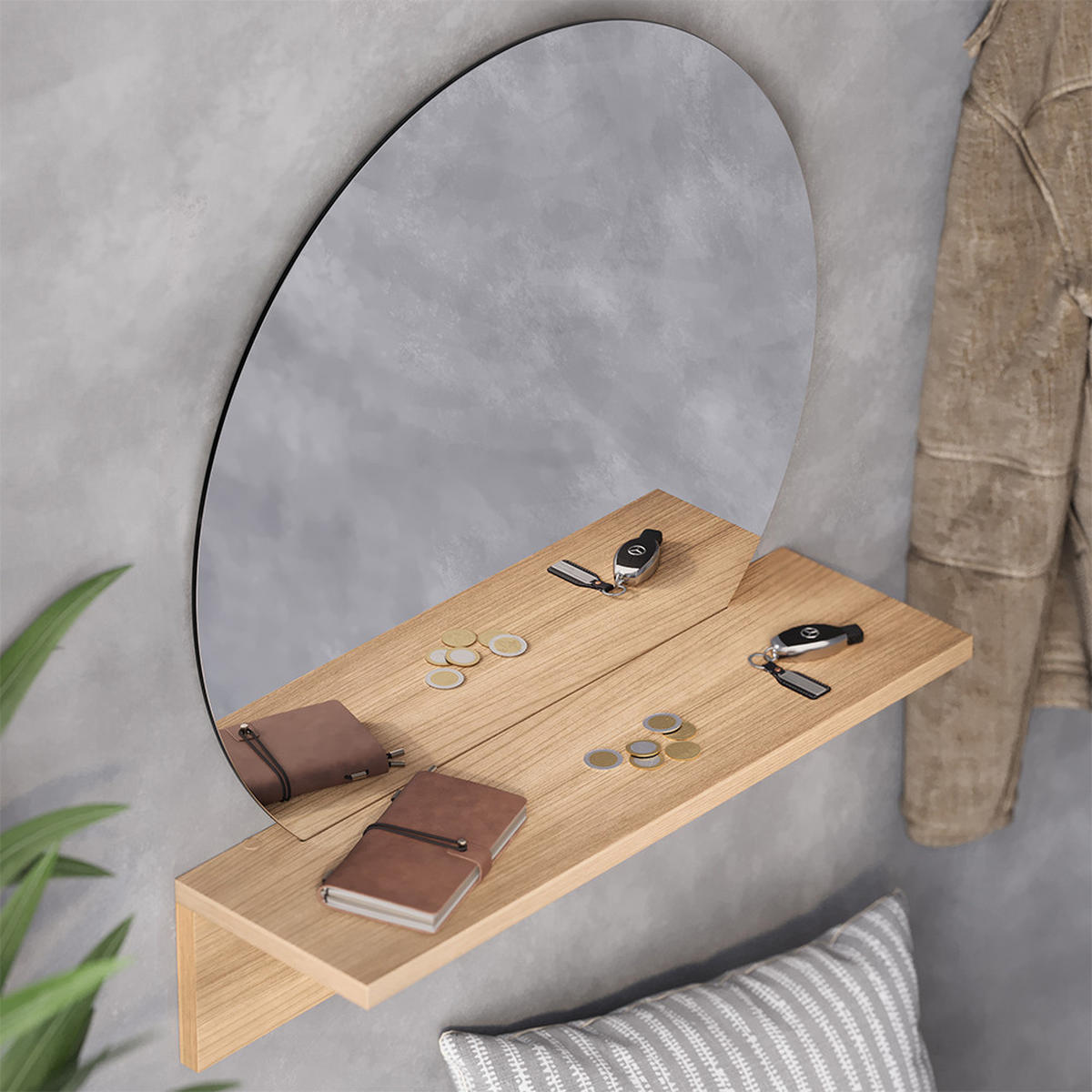 BADEZIMMERSPIEGEL Elyra Goldkraft Eiche 50 x 54.5 cm mit Ablage - Honigeiche, Holzwerkstoff (50/54.5/15cm) - Vicco