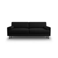 AUSKLAPPBARES-SOFA mit Bettkasten Scott aus strukturiertem Stoff schwarz 3 Sitzplätze - Schwarz, Textil (97/87/212cm) - Micadoni