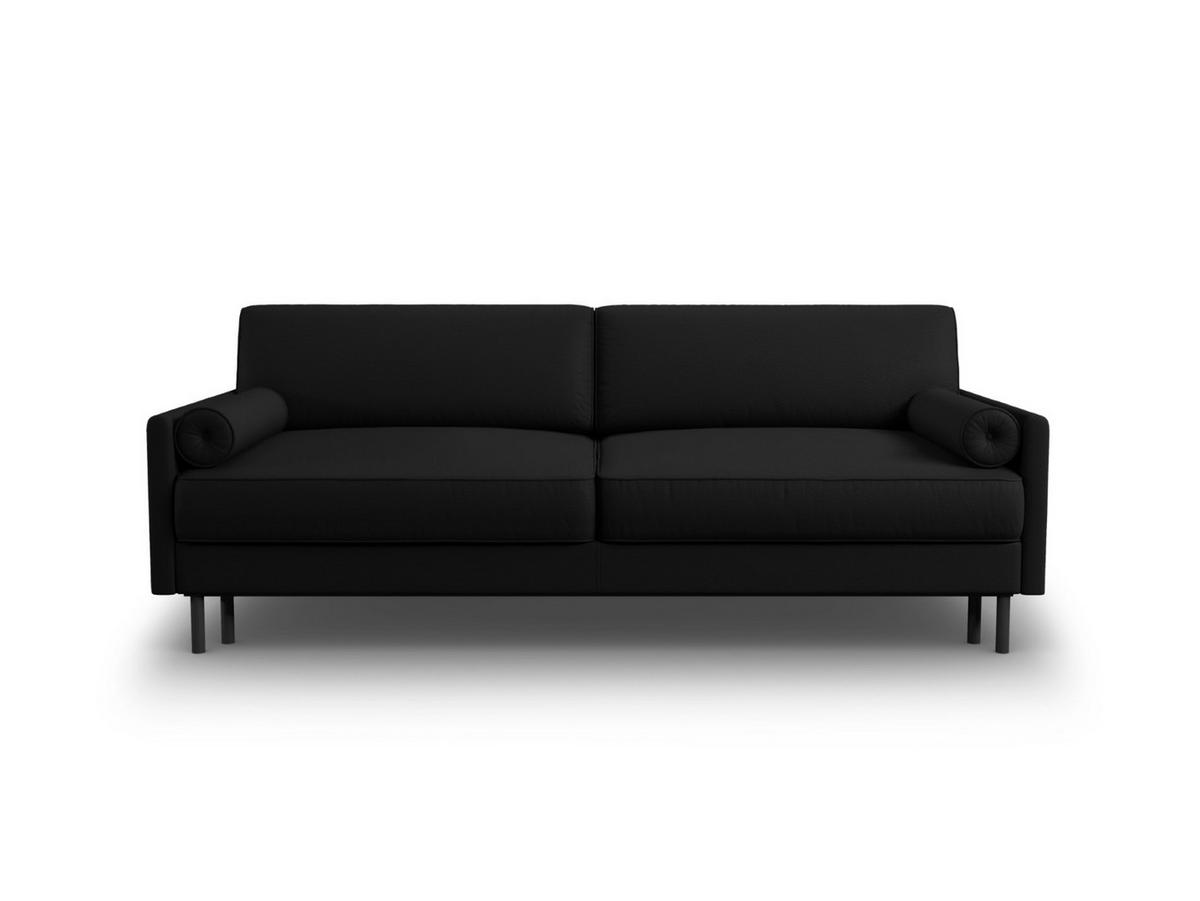 AUSKLAPPBARES-SOFA mit Bettkasten Scott aus strukturiertem Stoff schwarz 3 Sitzplätze - Schwarz, Textil (97/87/212cm) - Micadoni