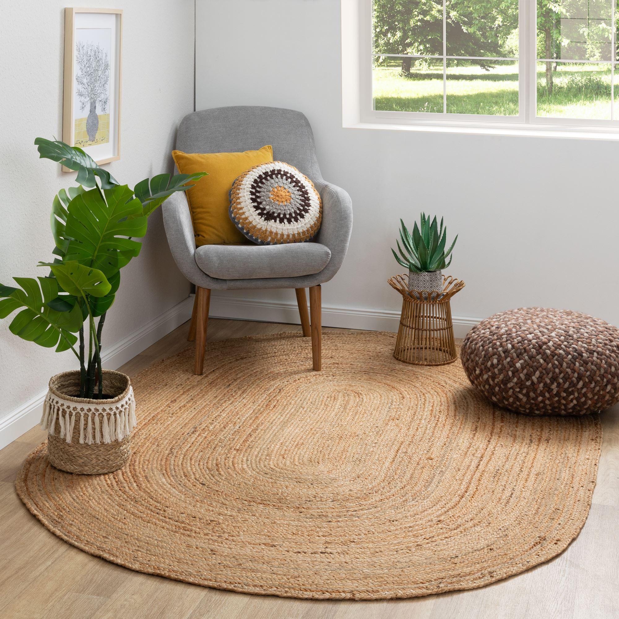 FLACHGEWEBETEPPICH 120/170 cm Goa Oval - Naturfarben, Naturmaterialien (120/170cm) - Steffensmeier