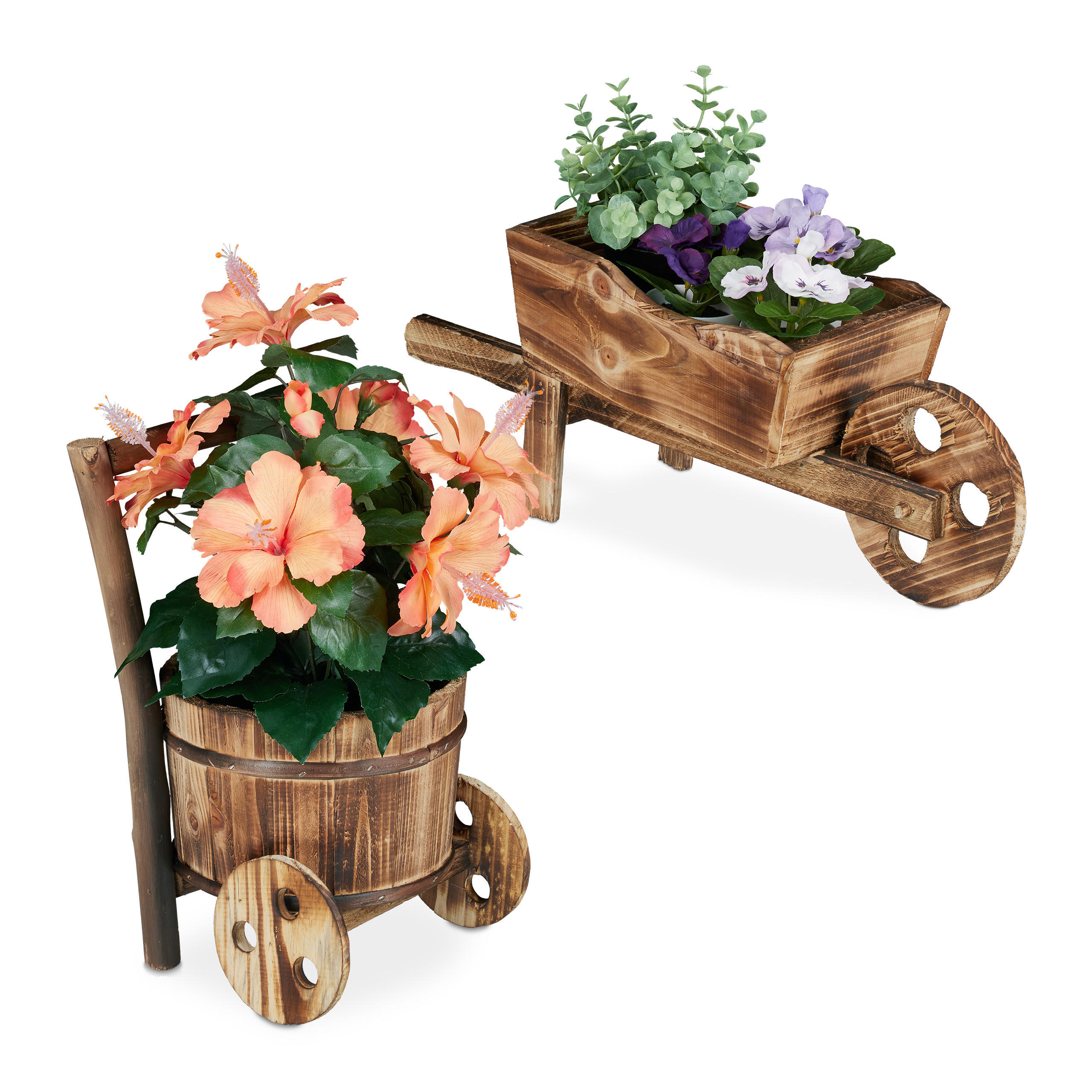 2xPFLANZSCHUBKARRE - Braun, Holz (19/34/22cm) - Relaxdays