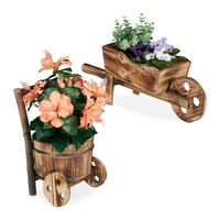 2XPFLANZSCHUBKARRE - Braun, Holz (19/34/22cm) - Relaxdays