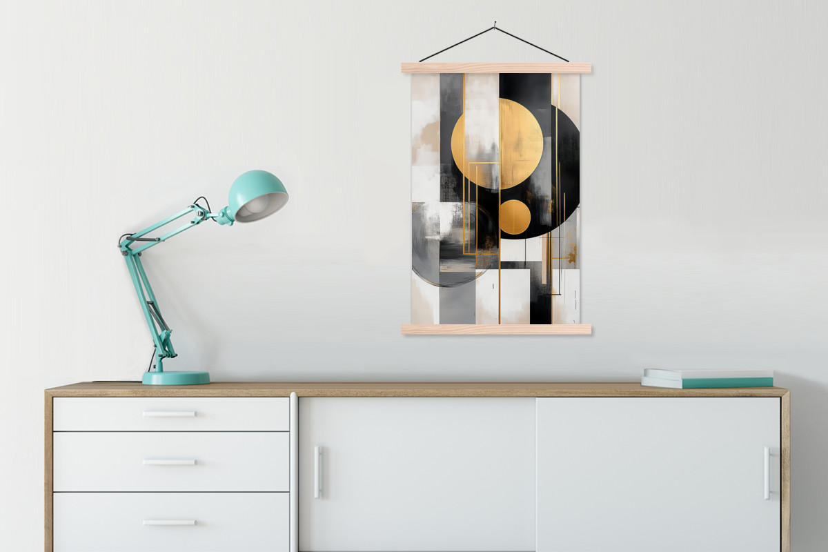 POSTER Abstrakt - Gold - Silber - Formen - Ästhetisch - Modern 60x90 cm - Goldfarben, Textil (60/90/0.15cm) - MuchoWow