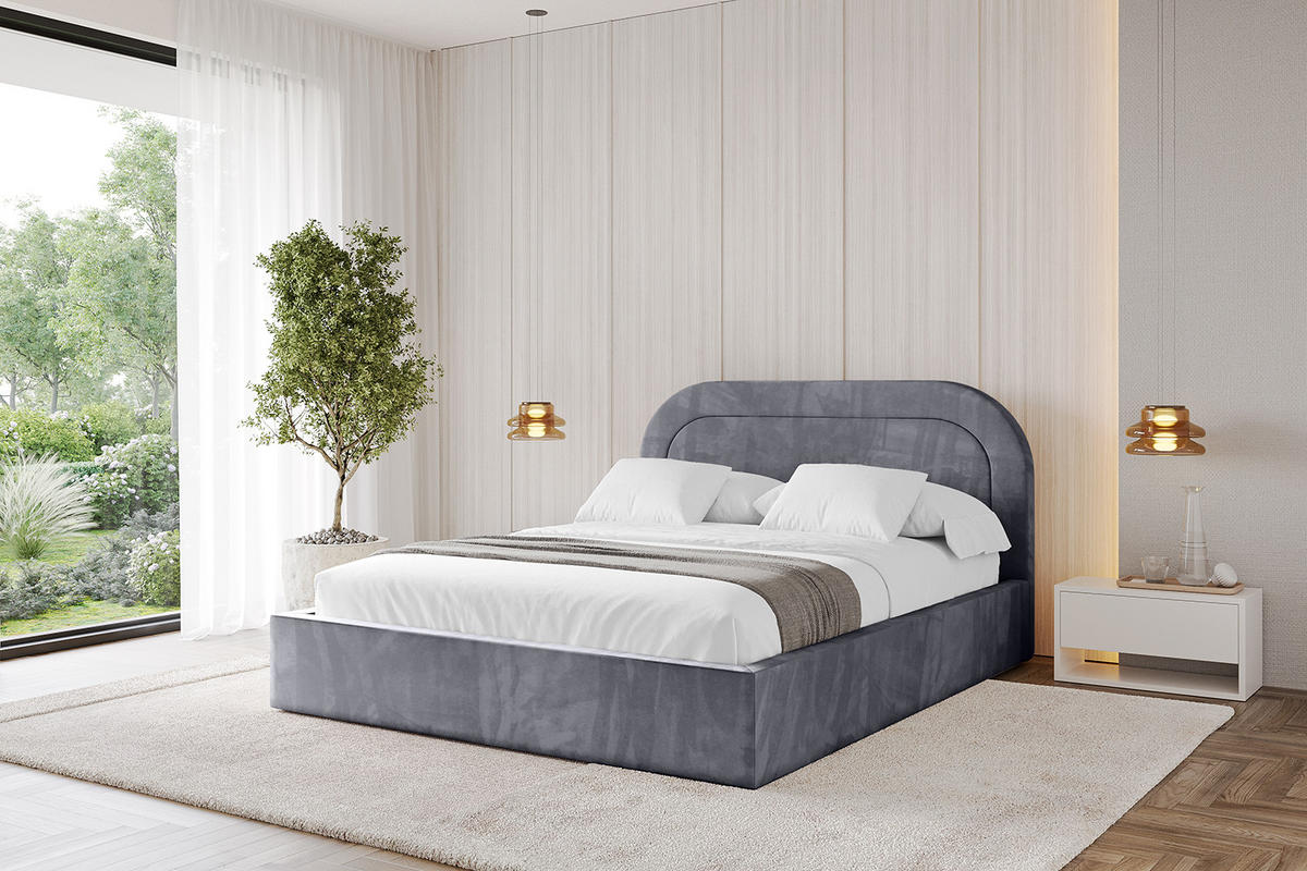 POLSTERBETT mit Bettkasten und Lattenrost, Boxbett ohne Matratze - LERAY 180x200 Dunkelgrau - Dunkelgrau, Holzwerkstoff/Textil (180/200cm) - ALTDECOR