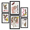 POSTER Set Mit 6 Eigenartige Form 1 In Blume Zusammenfassung A3 & A4 Schwarzer Rahmen - Schwarz, Papier (29/3cm) - Nacnic