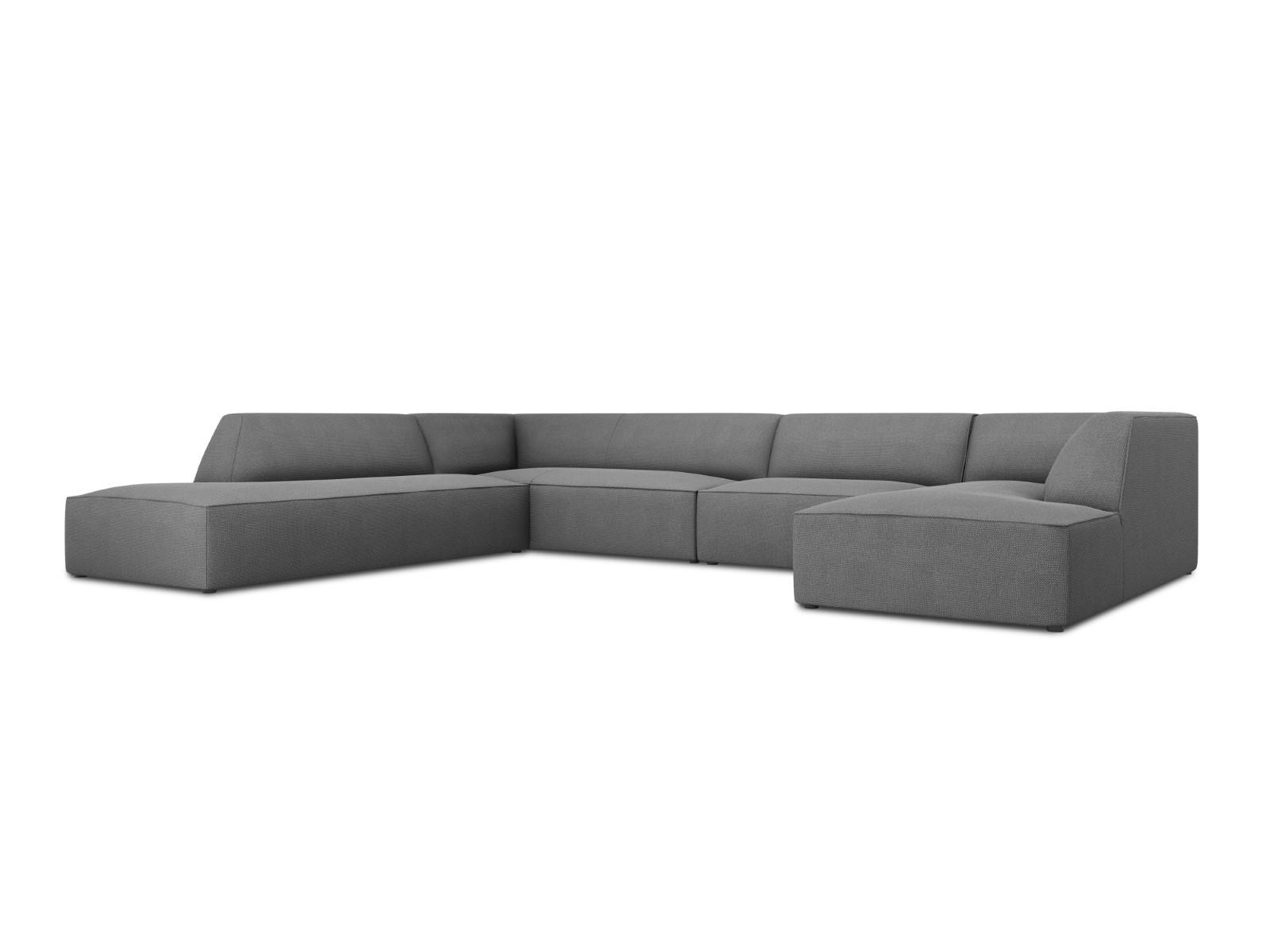 PANORAMASOFA links Ruby aus strukturiertem Stoff grau 7 Sitzplätze - Grau, Textil (273/69/366cm) - Micadoni