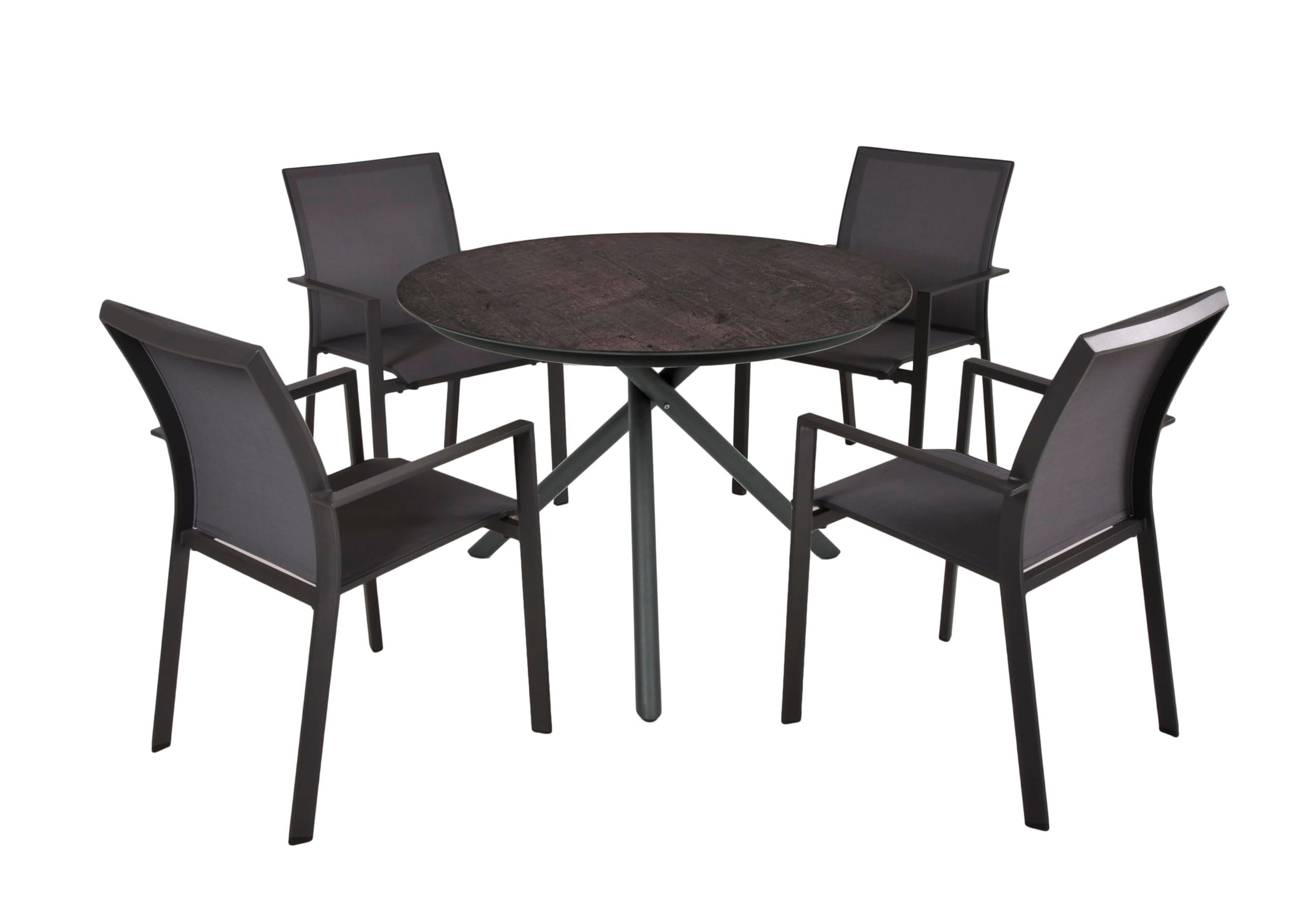 GARTEN-SITZGRUPPE Helga 5-teilig Gartenmöbel-Set - Schwarz, Kunststoff - DELUKE