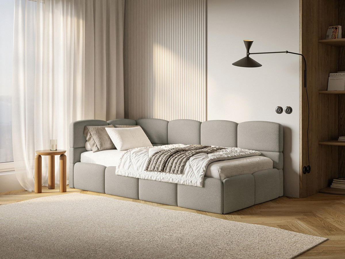 JUGENDBETT Cloudy Hellbraun 120 cm, Chenille - Hellbraun/Schwarz, Kunststoff/Textil (120/200cm) - Selsey
