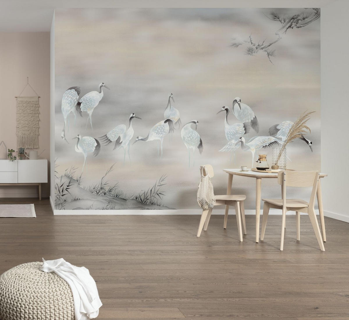 FOTOTAPETE Vögel 400 x 280 cm - Grau, Papier (400/280cm) - Sanders & Sanders