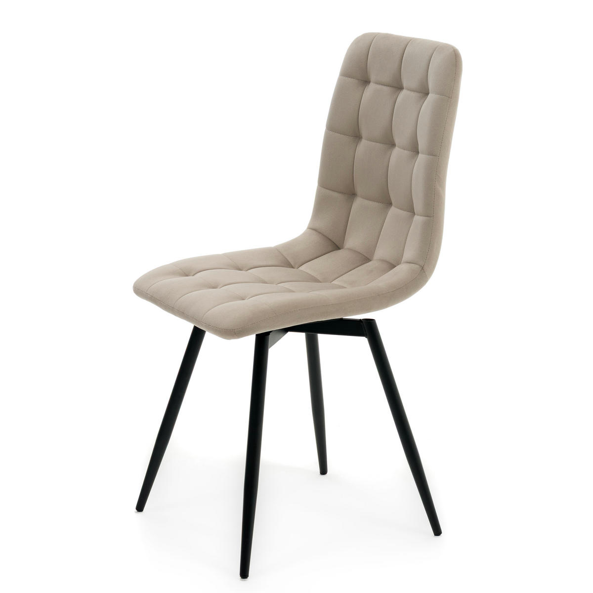 STUHL ARCO drehbar gepolstert mit Steppung - dunkelbeige - Samt Velours - Schwarz/Braun, Textil/Metall (46/90/51cm) - NEW HOME