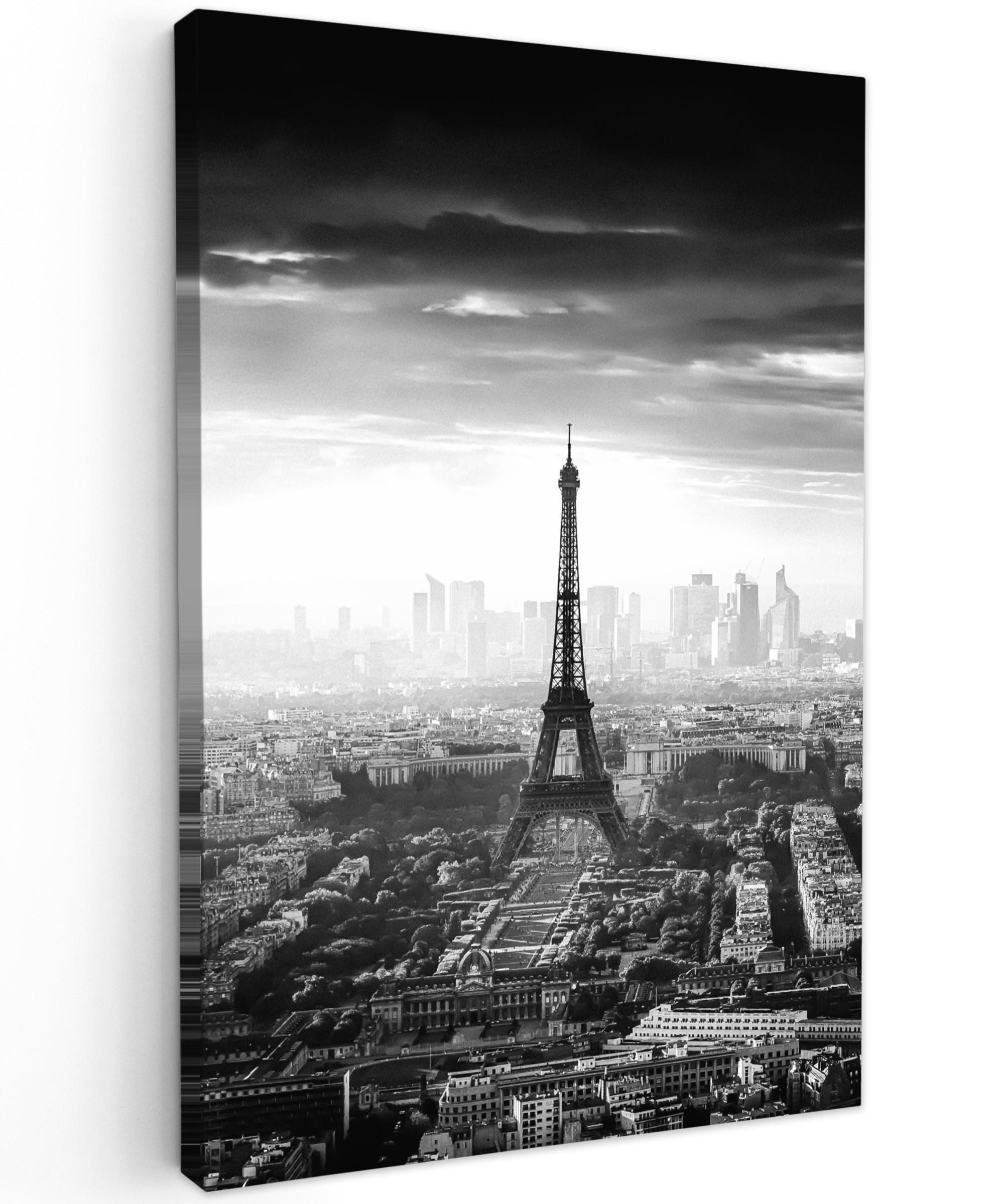 LEINWANDBILD Paris - Skyline - Eiffelturm - Stadt - Wolken 80x120 cm - Dunkelgrau, Textil (80/120cm) - MuchoWow