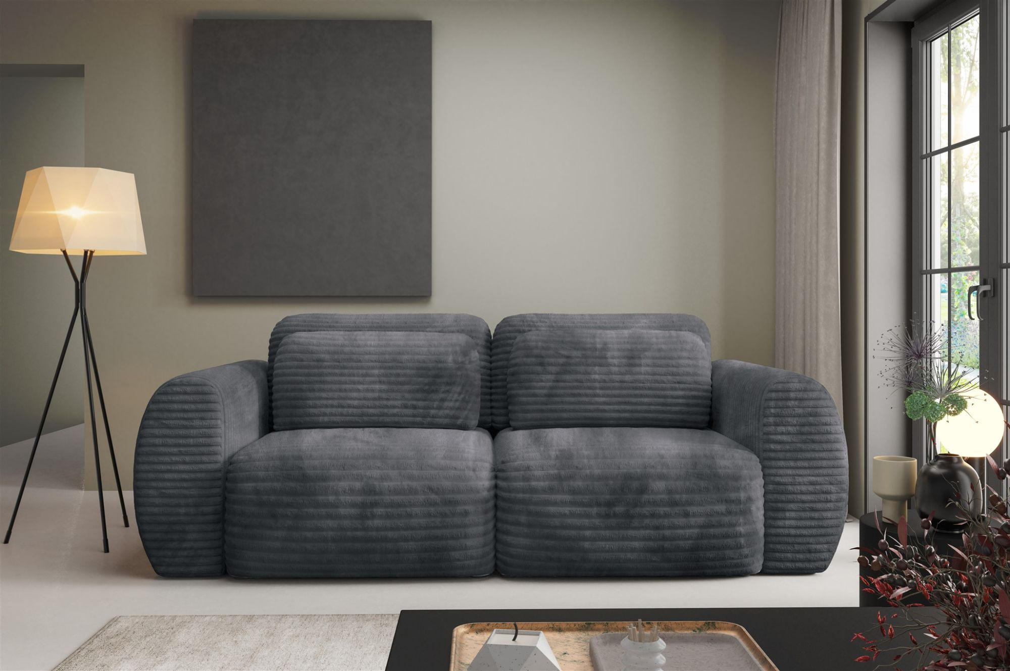 SCHLAFSOFA Simone - Anthrazit, Holzwerkstoff/Textil (266/95/110cm) - Fun Möbel