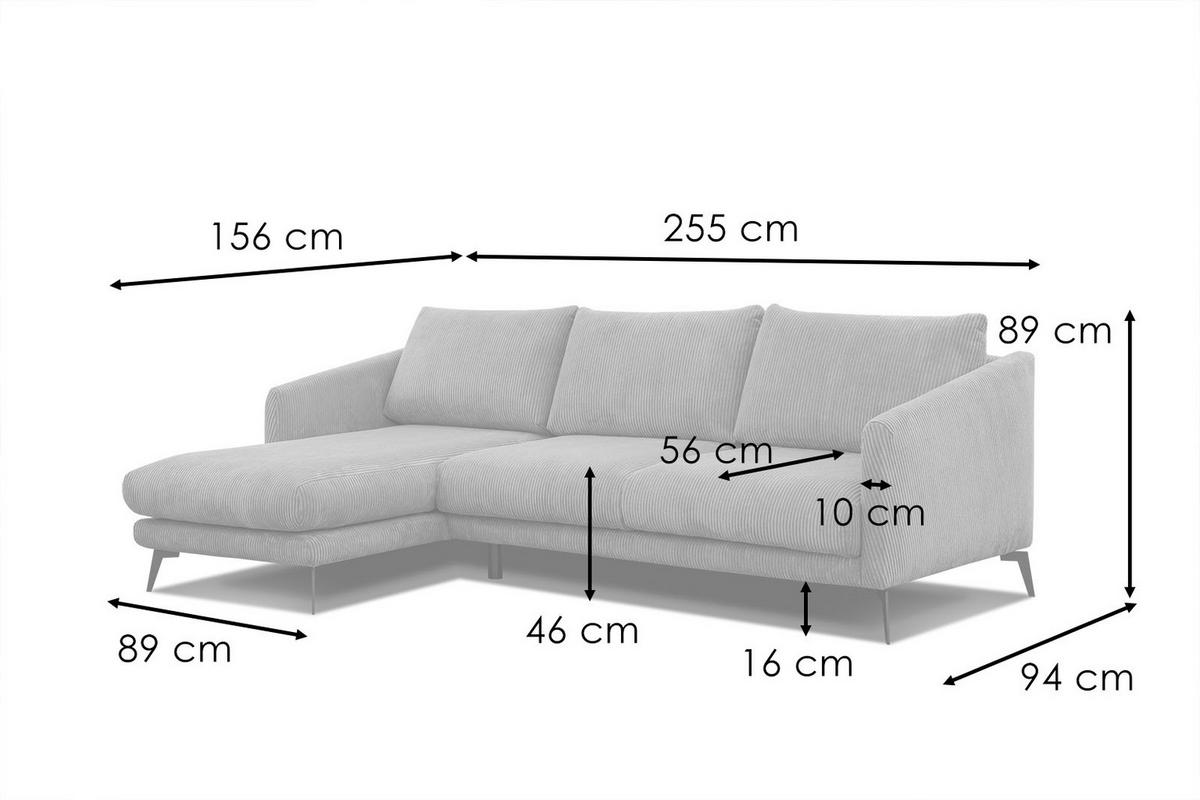 ECKSOFA VILT 4-Sitzer, olivgrün - Schwarz/Olivgrün, Holzwerkstoff/Textil (156/255cm) - Courtois Laville