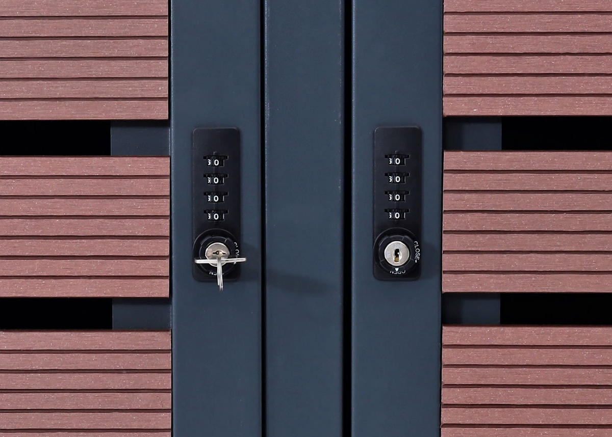 MÜLLTONNENBOX 4er mit Pflanzkasten HxBxT 124x265x84cm Walnuss-Holzoptik - Braun, Metall (265/124/84cm) - PROREGAL