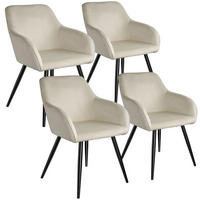 ESSZIMMERSTUHL 4er Set Marilyn,58 x 62 x 82 cm,creme/schwarz - Creme/Schwarz, Textil (58/82/62cm) - tectake