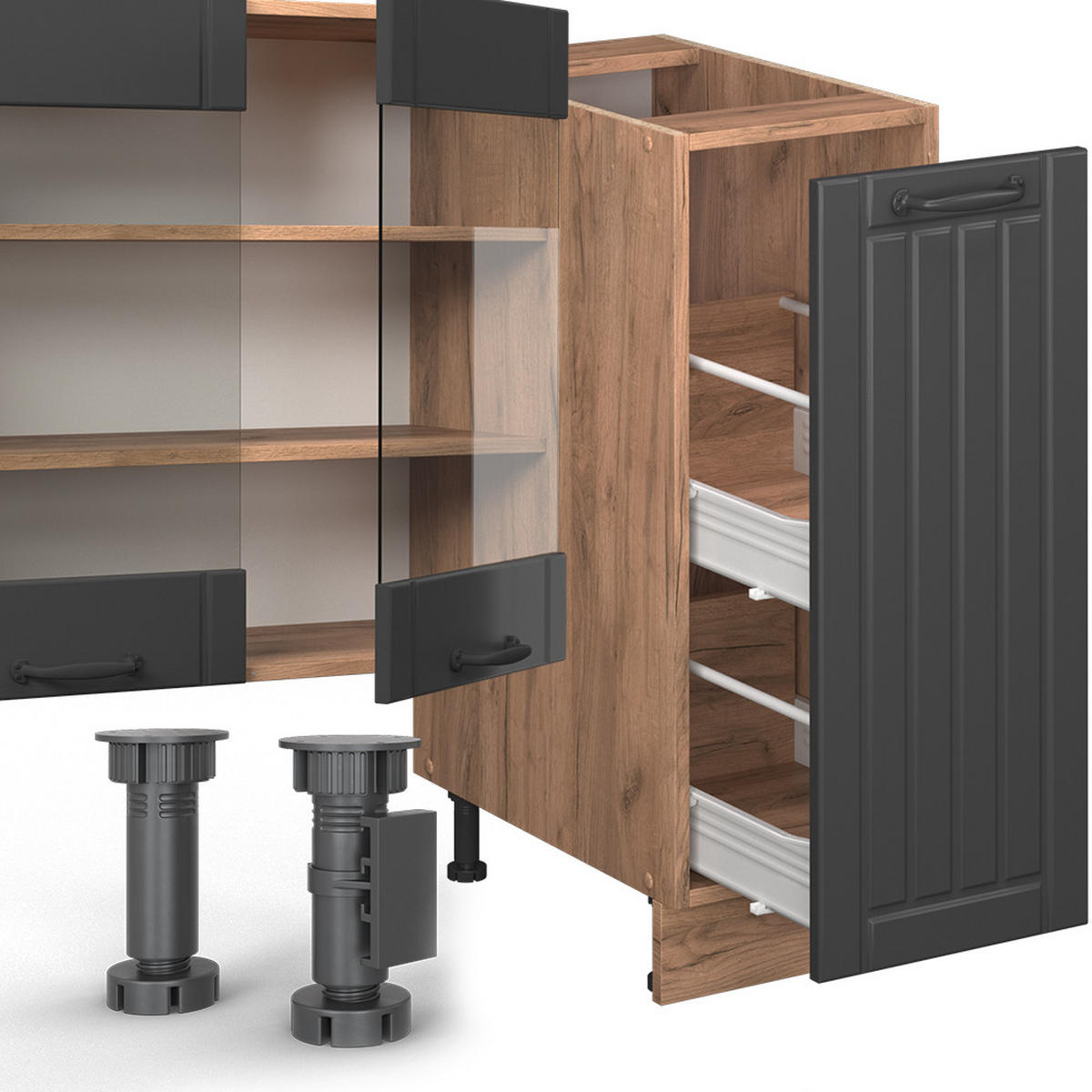 KUCHYŇSKÝ KOUT Fame-Line Tmavě šedá - tmavě šedá, kompozitní dřevo (280/81.6/60cm) - Vicco