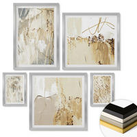 WANDBILDER 5er Set - 50x50 cm & 20x30 cm & 40x60 cm Silberner Rahmen - Haus am Wasser, Toastsegelboot - Silberfarben, Kunststoff (40/60cm) - ArtPrintCave