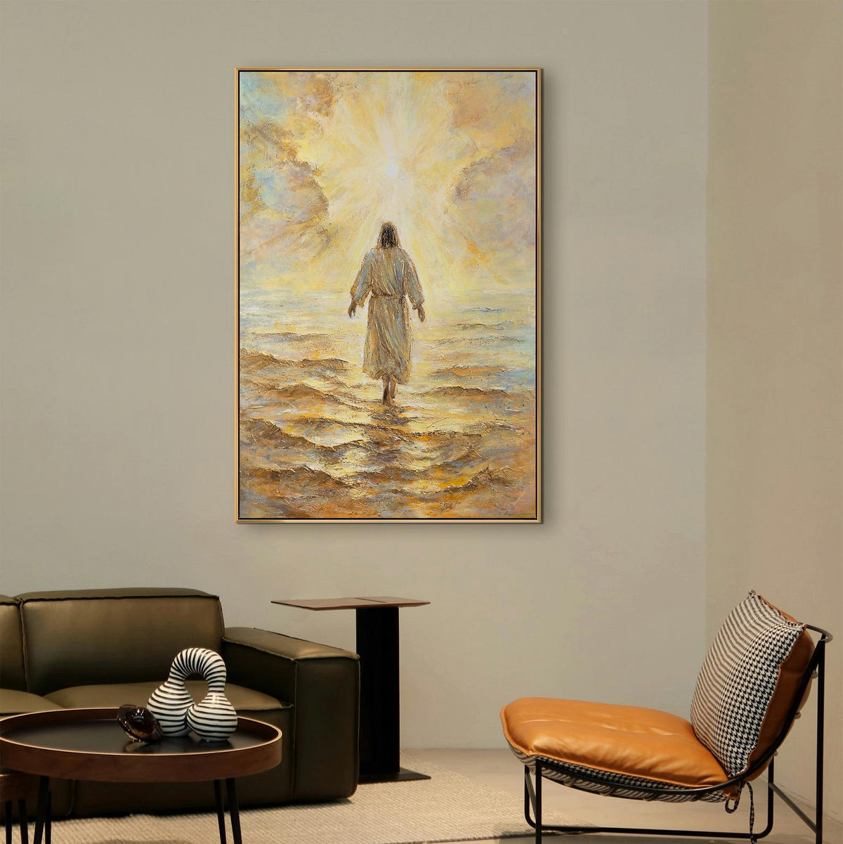 GEMÄLDE Weg zum Licht Schattenfugenrahmen Gold 120x80 cm - Goldfarben, Holz (120/80cm) - YS-art gallery