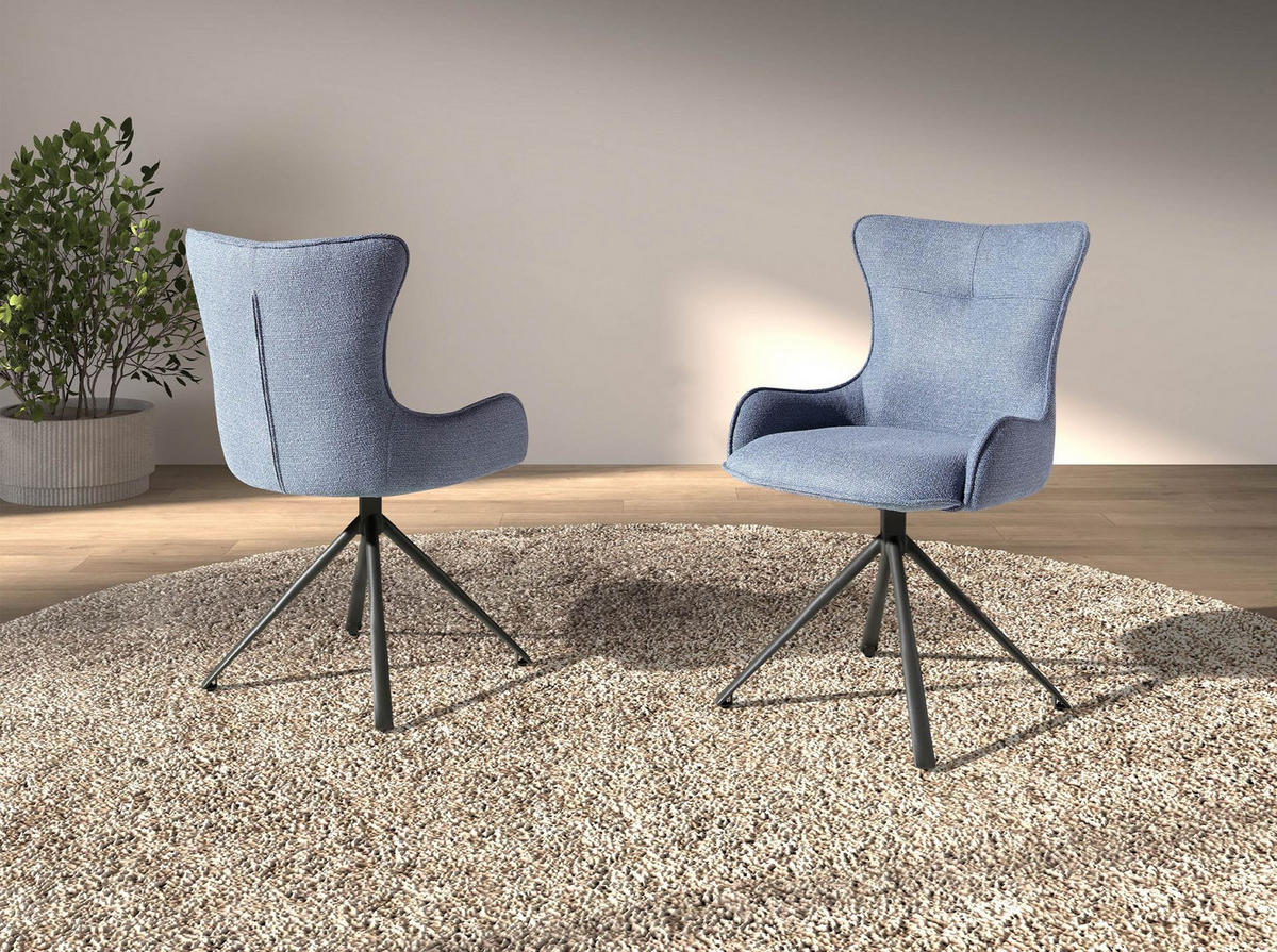 ANGEL Cerdá Drehstuhl 4204, blauer Stoff, 180° Drehfunktion - Blau/Dunkelgrau, Kunststoff/Textil (55/86/63cm) - ANGEL CERDA