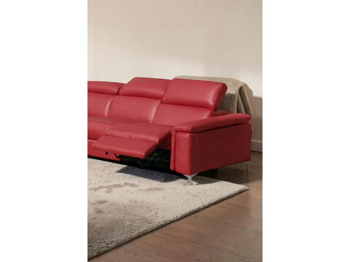 ECKSOFA Avenger Echtleder mit 1 x Relaxfunktion Rot - Rot, Leder/Metall (271/81/224cm)