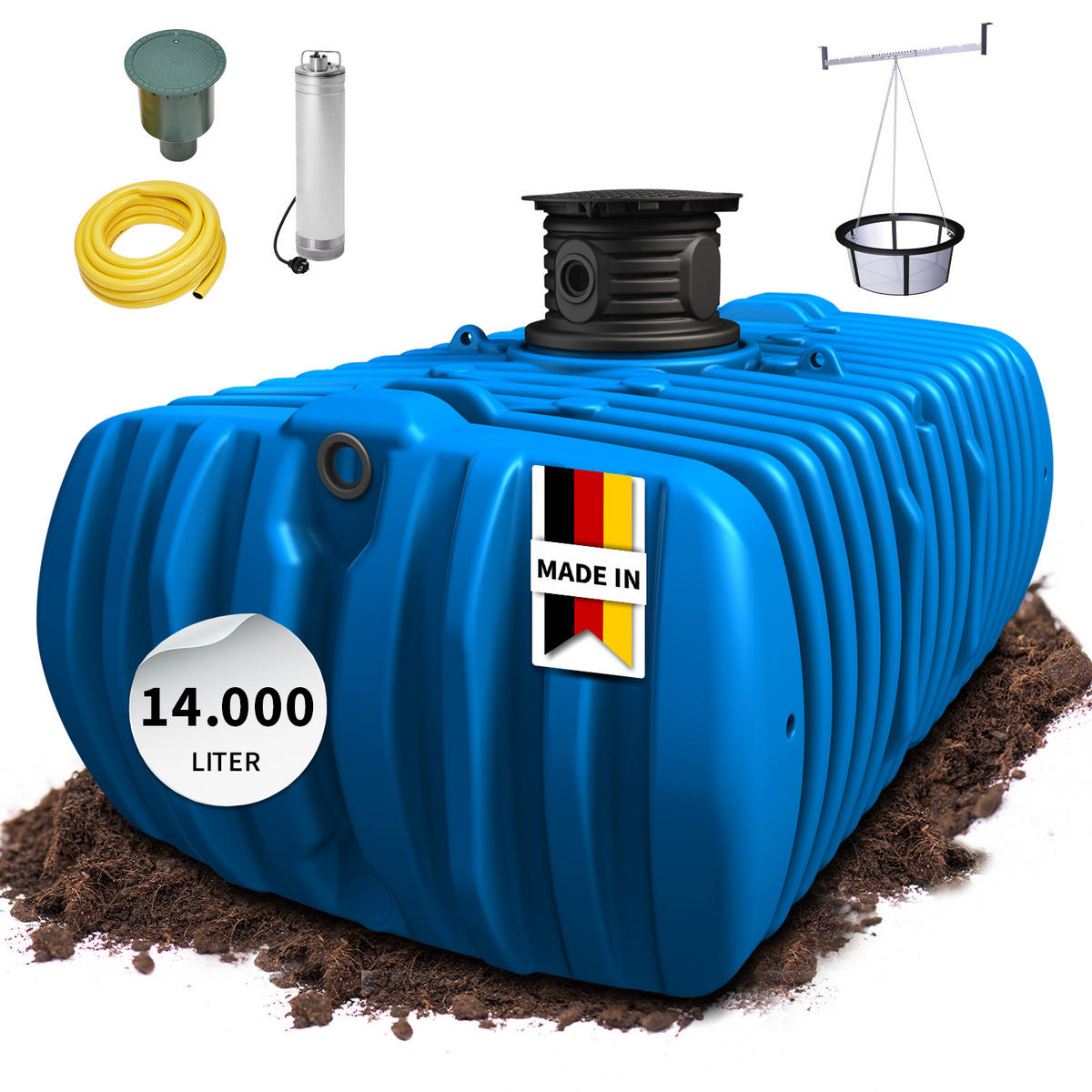 XL Flachtank-Paket 14000 L Garten-Comfort - Blau, Kunststoff (420/134/330cm) - 4rain