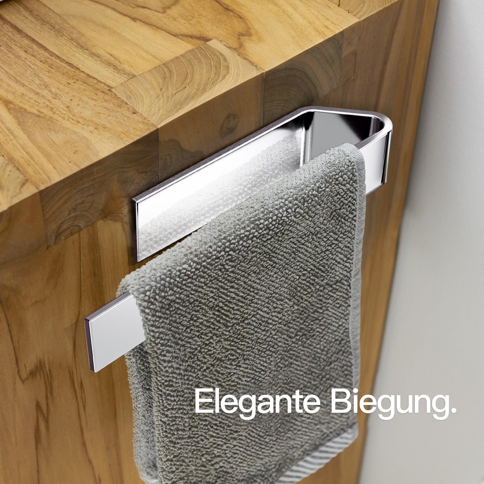 HANDTUCHHALTER OHNE BOHREN 22 cm Chrom - Chromfarben, Metall (22/4/5cm) - Designfabrik Hamburg