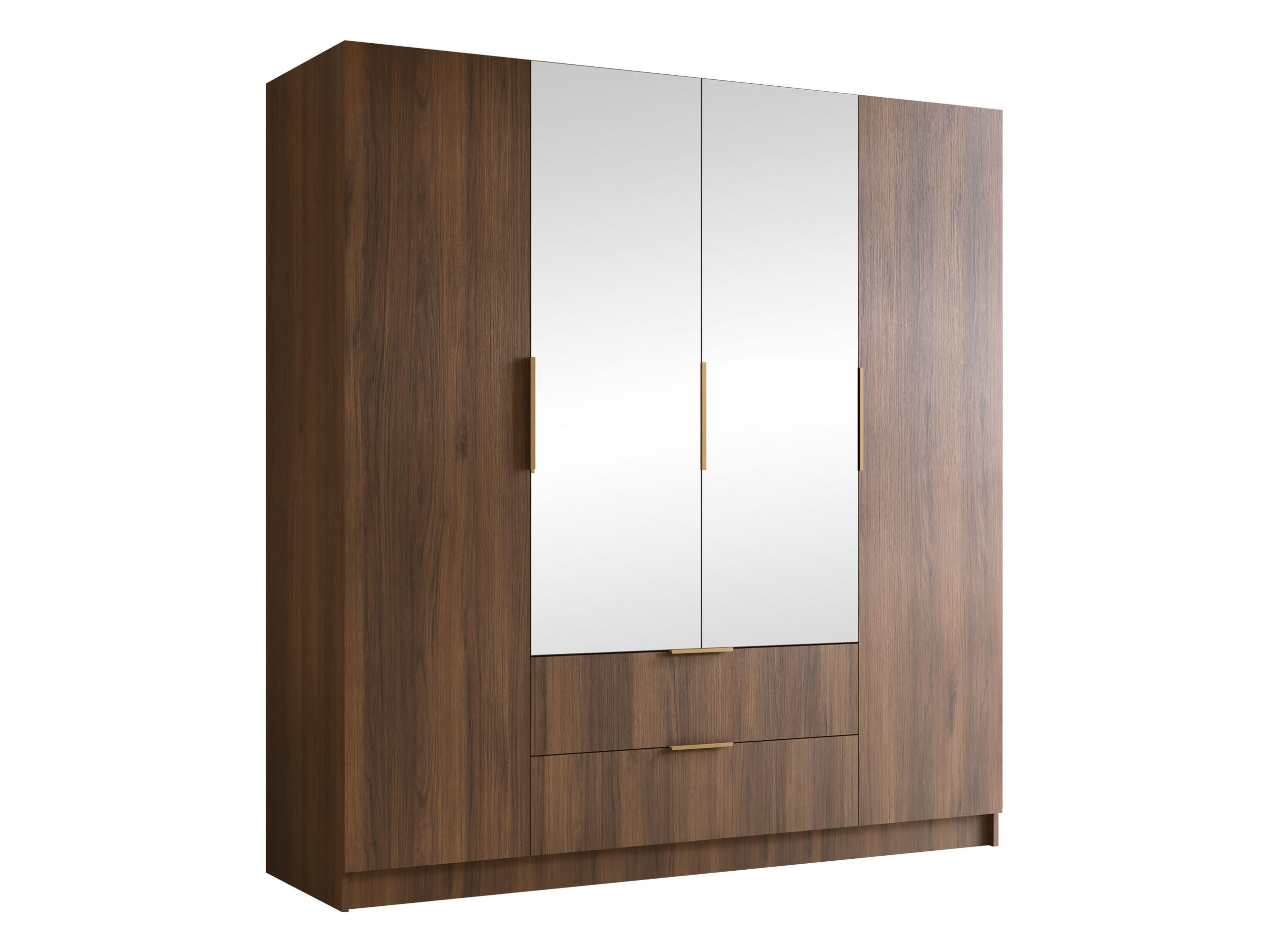 Mirjan24 Kleiderschrank Nussbaum, Gold 200x216x60 cm