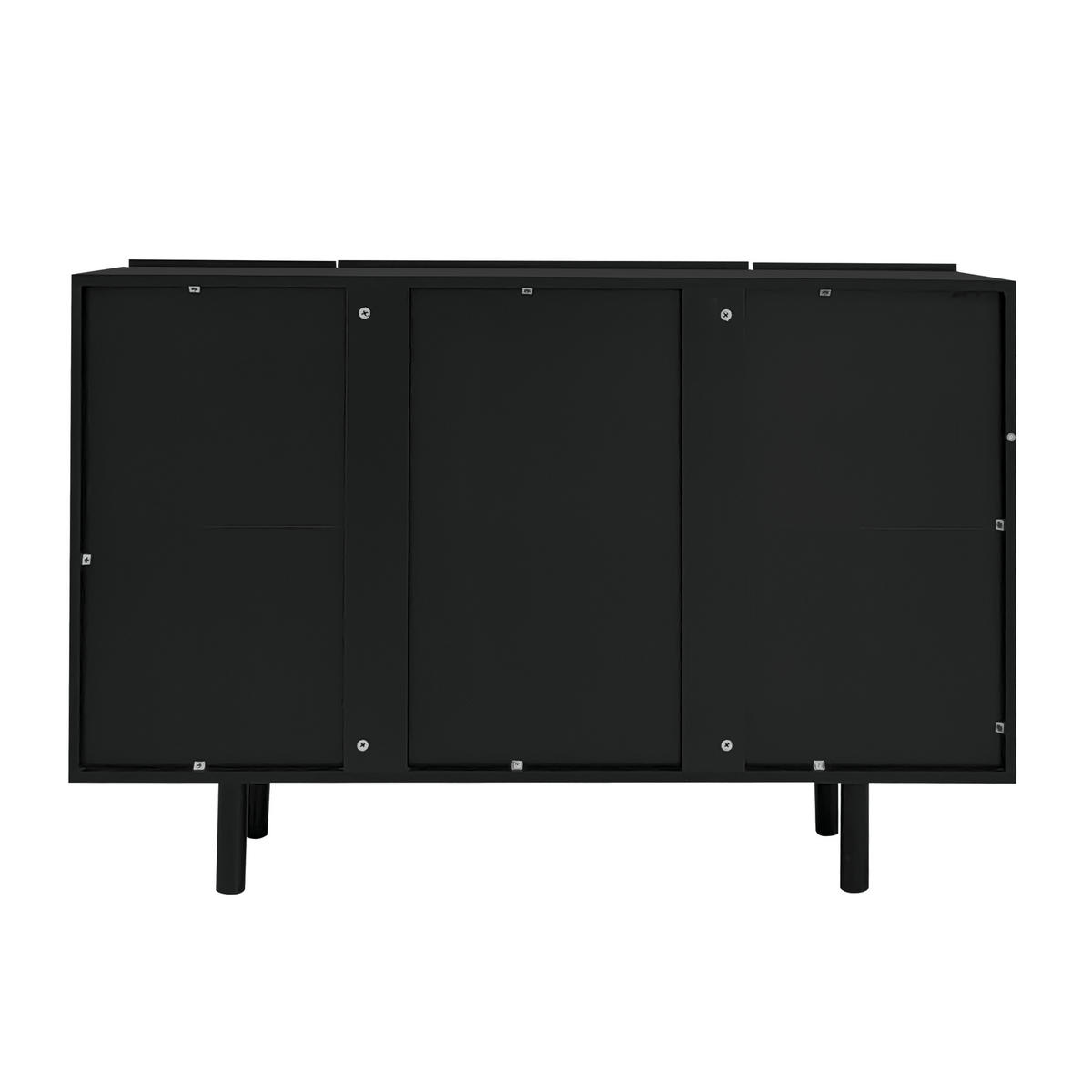 SIDEBOARD mit Metallfüßen und Rillen-Design - Schwarz, Holzwerkstoff/Metall (120/80/37.5cm) - Urban Meuble