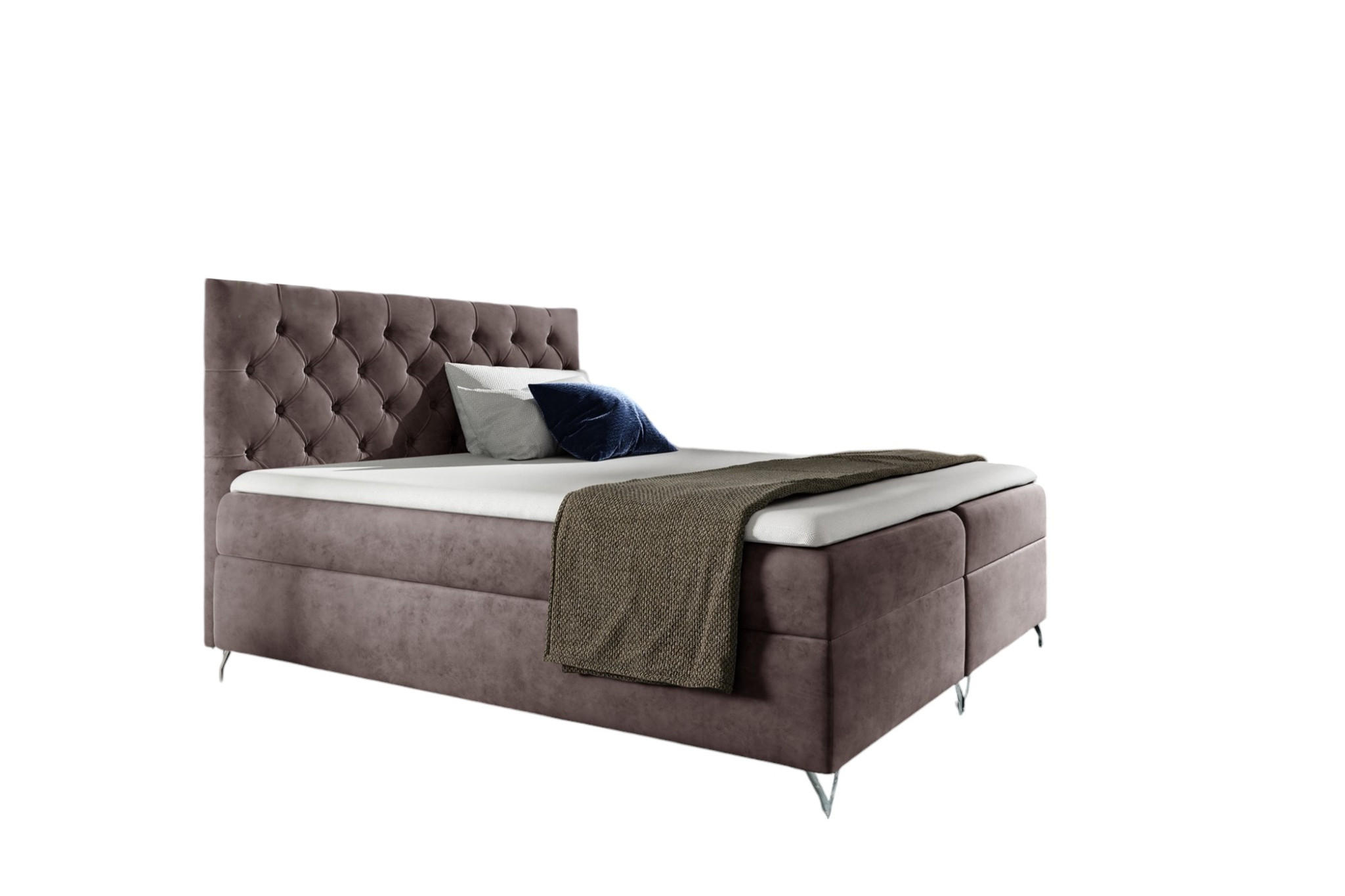 BOXBETT Ambre In überlänge - Hellbraun, Holzwerkstoff/Textil (200/220cm) - Fun Möbel