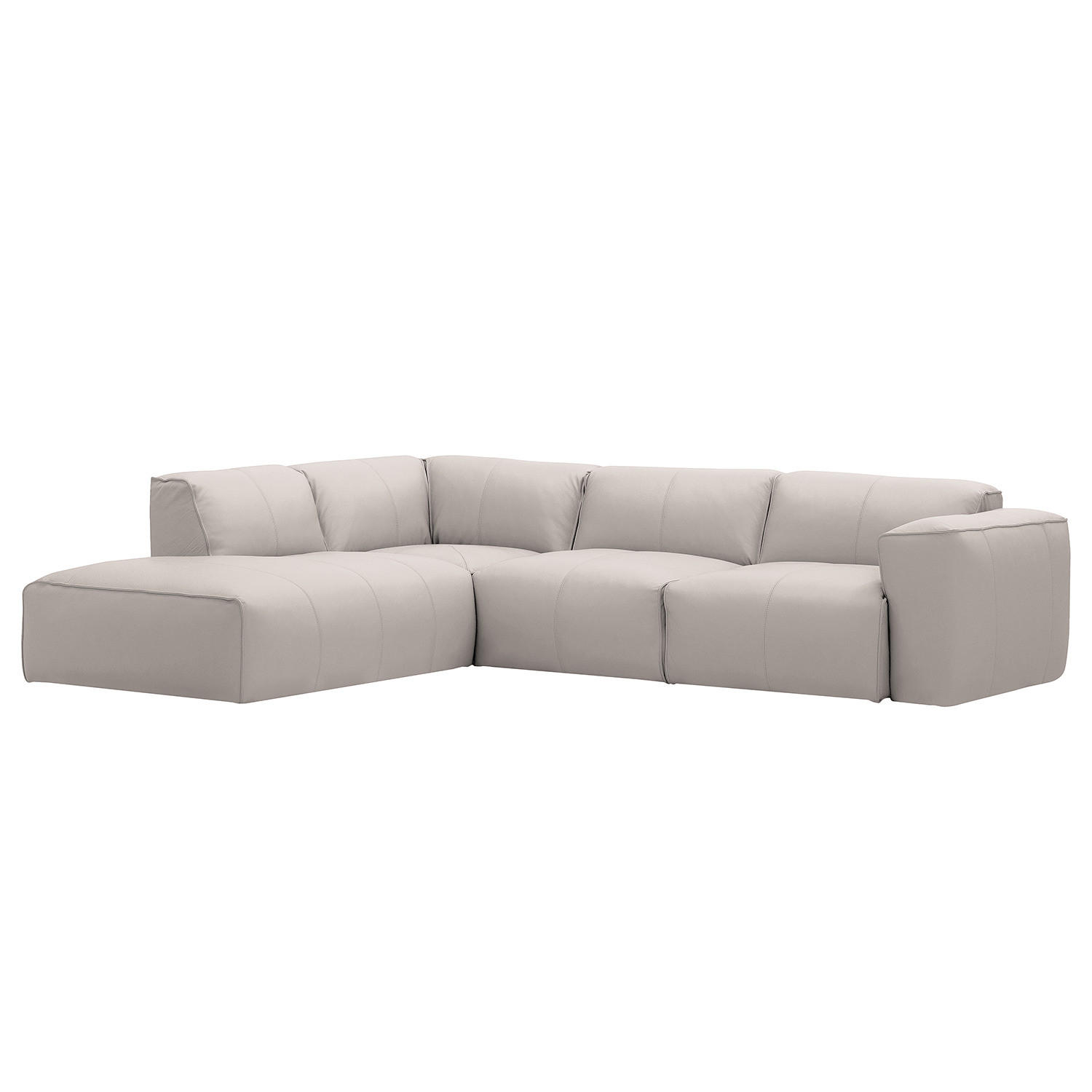 3-SITZER ECKSOFA mit Recamiere - Hellgrau/Schwarz, Leder/Kunststoff (295/231cm) - home24