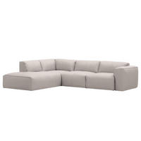 3-SITZER ECKSOFA mit Recamiere - Hellgrau/Schwarz, Leder/Kunststoff (295/231cm) - home24
