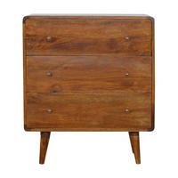 KOMMODE im Kastanien-Finish, 3-Schublades, Braun - Messingfarben/Braun, Holz/Metall (70/80/35cm) - Artisan Furniture