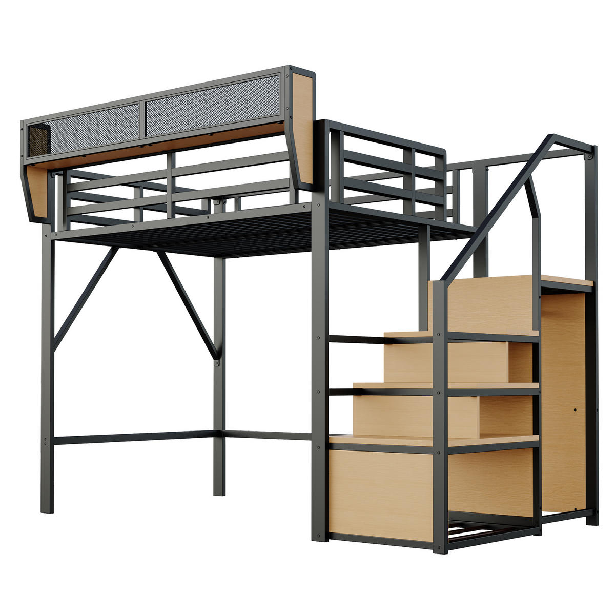 HOCHBETT Metall 140/200 cm Schwarz - Schwarz, Metall - Raumix