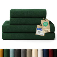 BADETUCH 4-teilig, 2x Badetuch 70/140 + 2x Handtuch 50/100 cm, Dunkelgrün - Dunkelgrün, Textil (70/140cm) - Blumtal