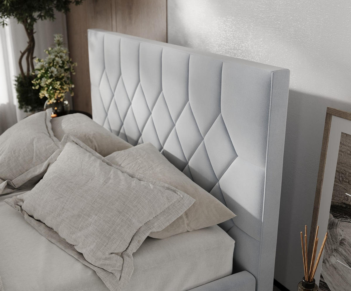 POLSTERBETT Brisa 140/200 cm Hellgrau im Paros Stoff - Hellgrau/Schwarz, Holz/Holzwerkstoff (140/200cm) - AltaBeds