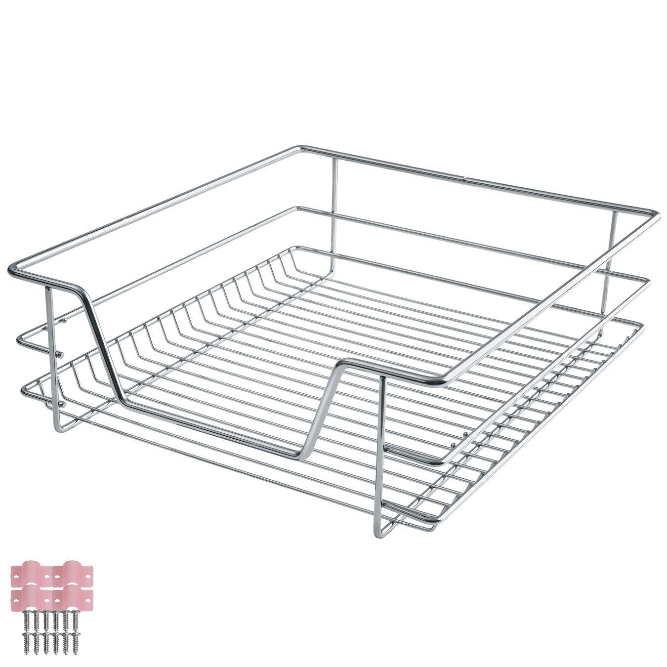 TELESKOPSCHUBLADE ,einfache Montage,grau - Grau, Metall (47/14/44cm) - tectake
