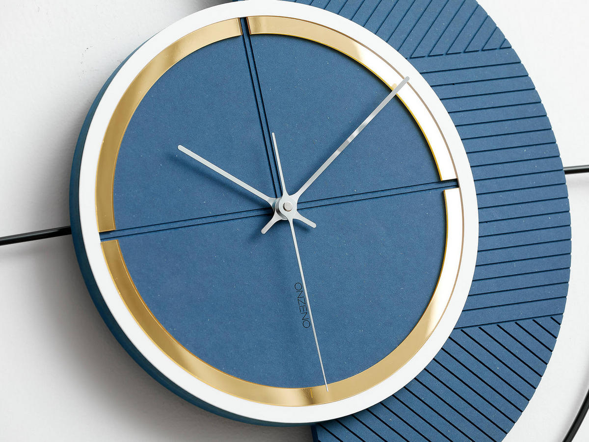 WANDUHR Design Blau 55/50 cm - Blau, Holzwerkstoff/Metall (1.8/50/1cm) - ONZENO