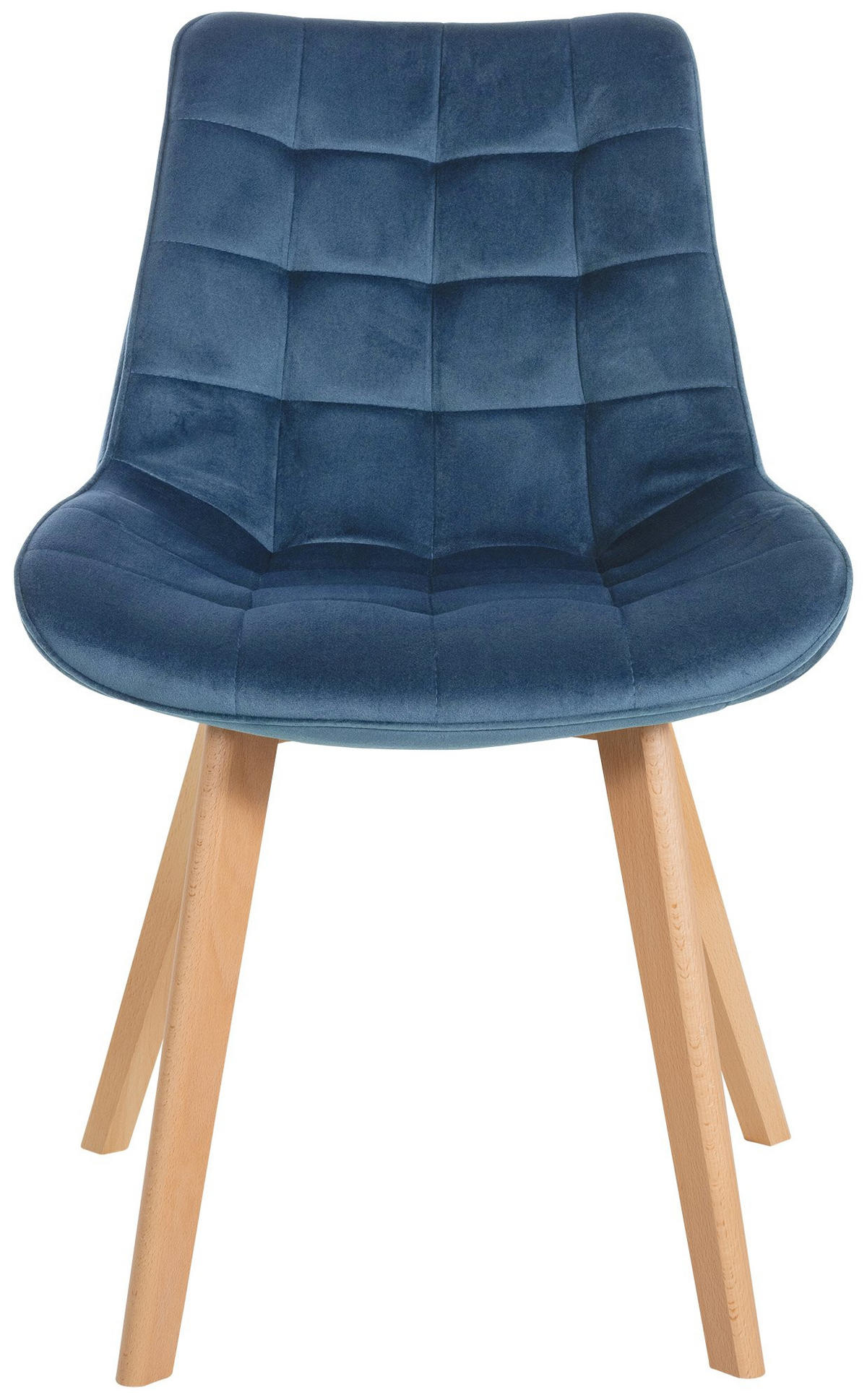 STUHL Samt blau - Blau/Eukalyptusholzfarben, Holz/Textil (54/84/63cm) - CLP
