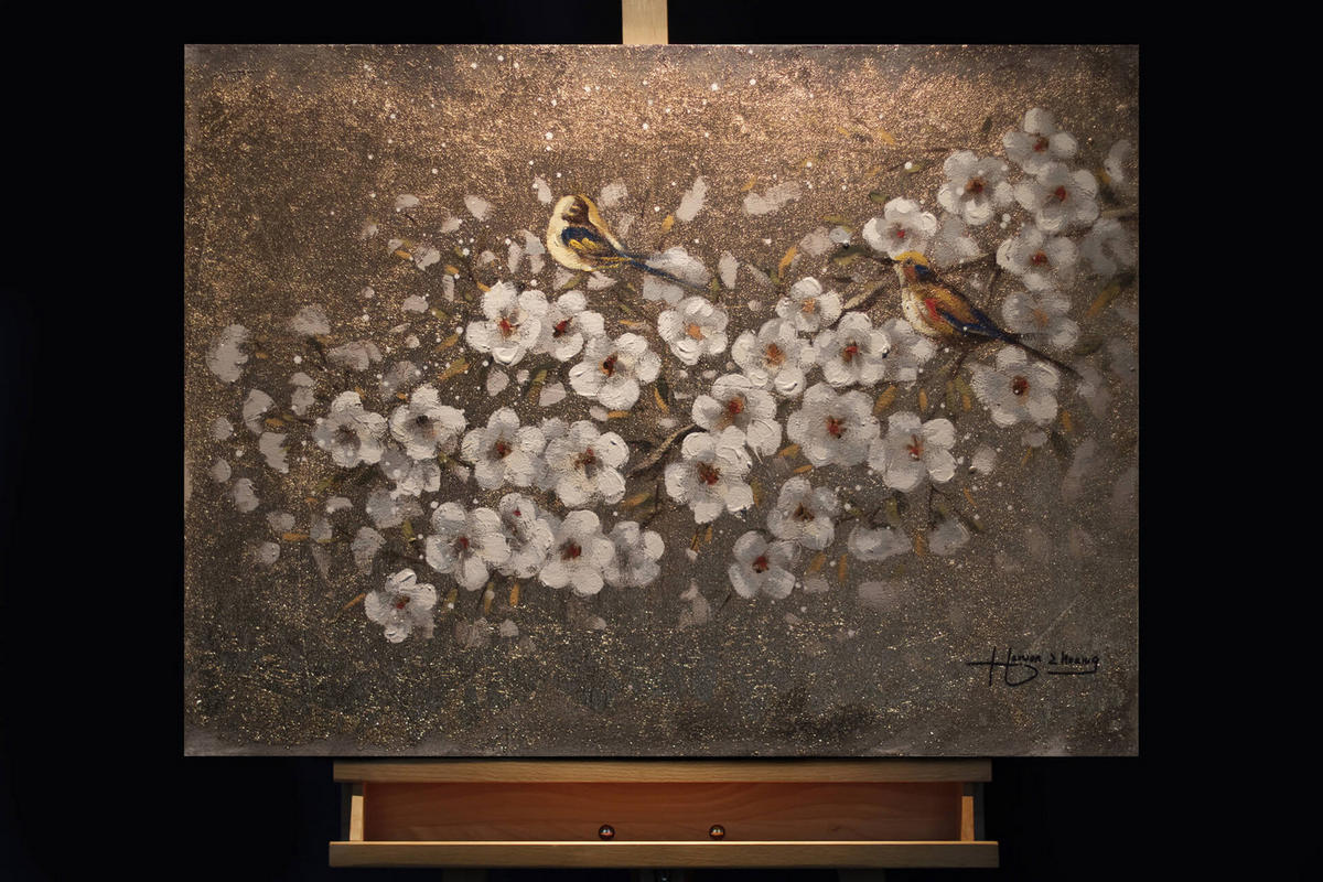 OLEJOMAĽBA 80/60 cm, Zvieratá - biela, drevo/textil (80/60cm) - KUNSTLOFT